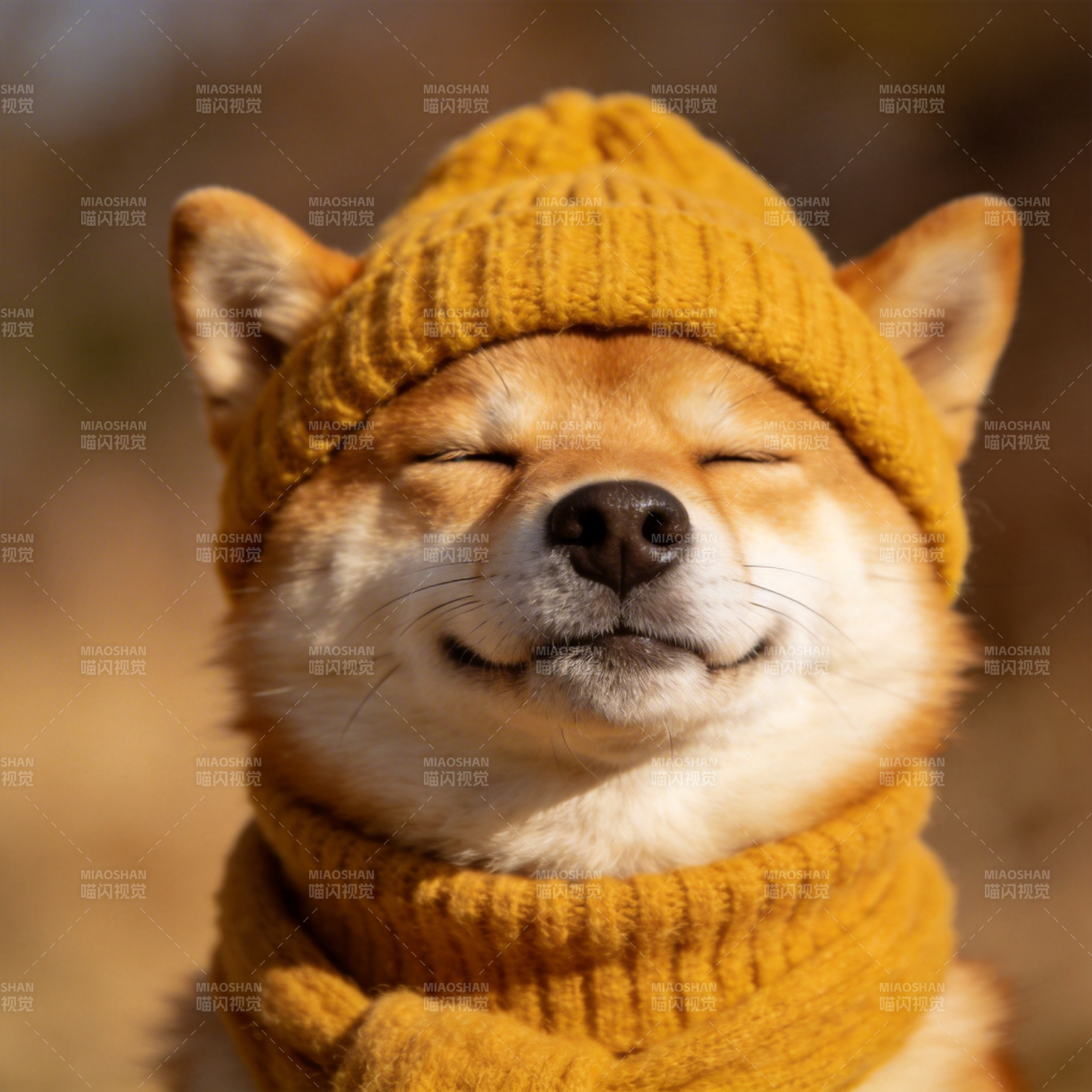 暖冬微笑柴犬图片