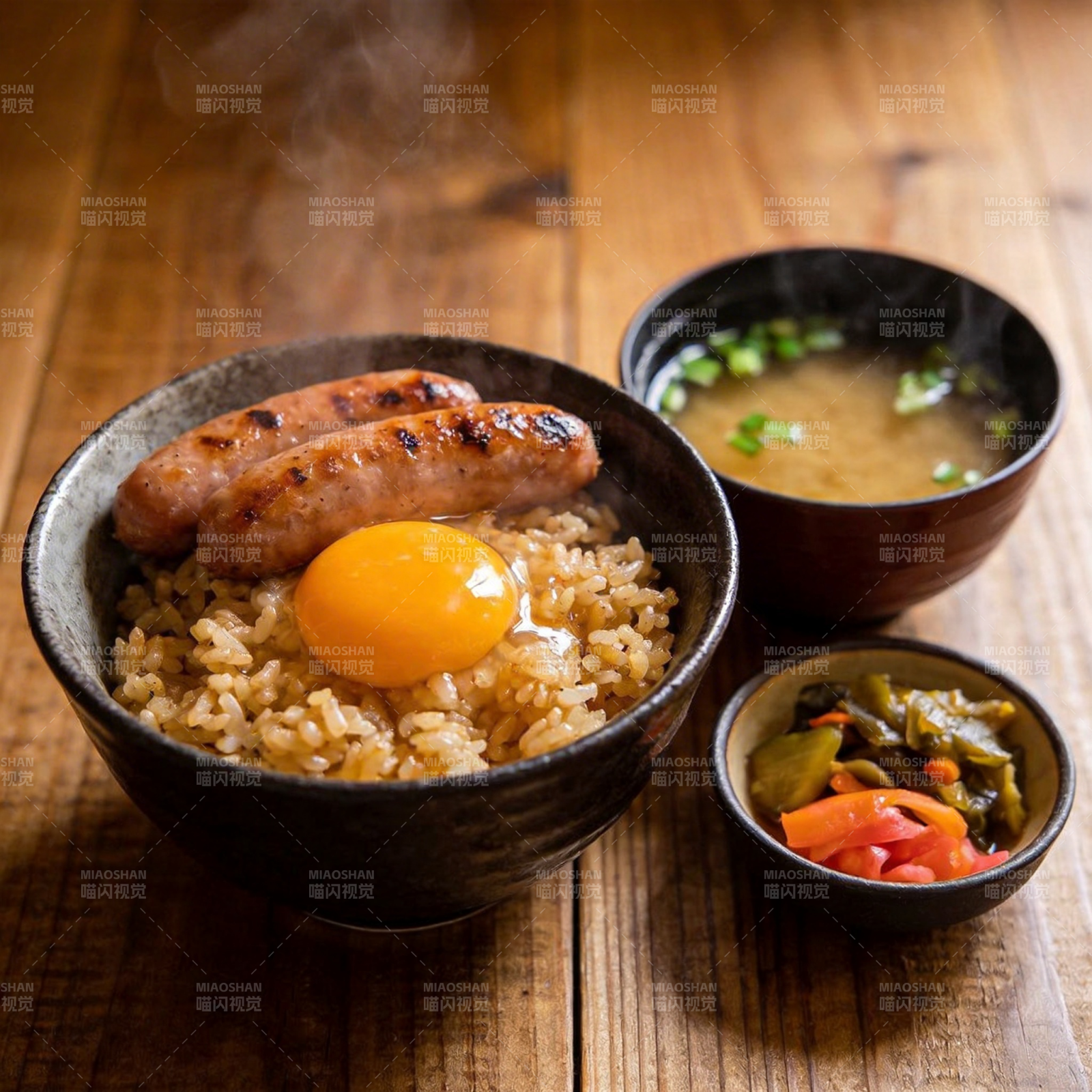 日式香肠饭配蛋图片