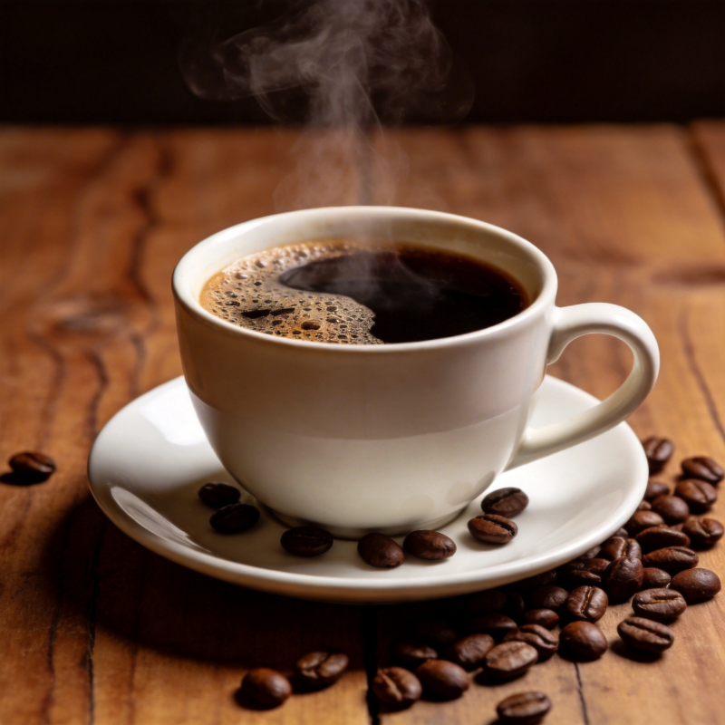 热咖啡与咖啡豆图片