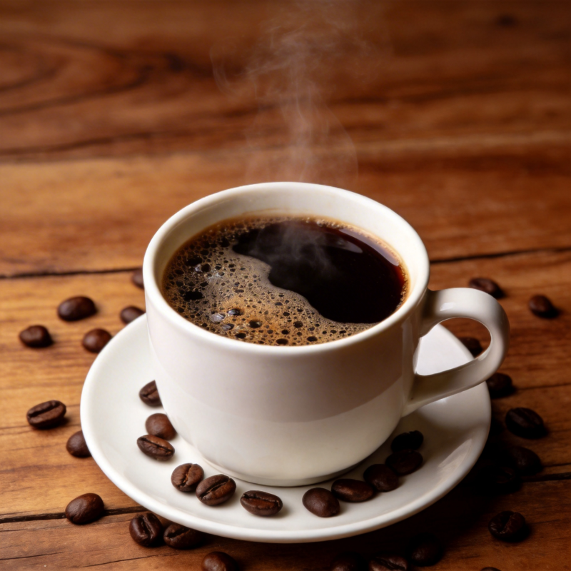 热咖啡与咖啡豆图片