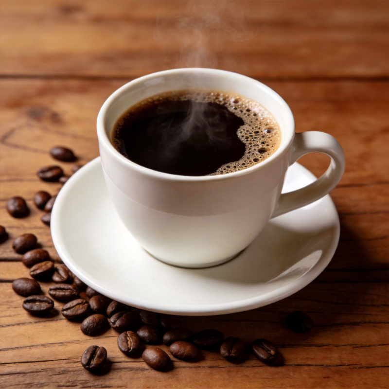 热咖啡与咖啡豆图片