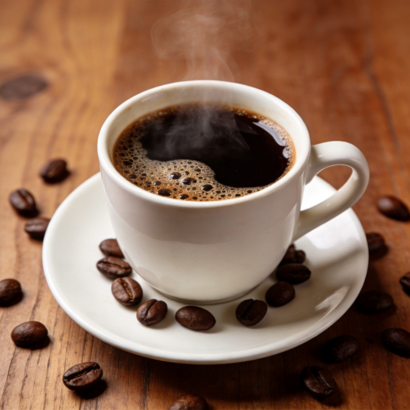 热咖啡与咖啡豆图片