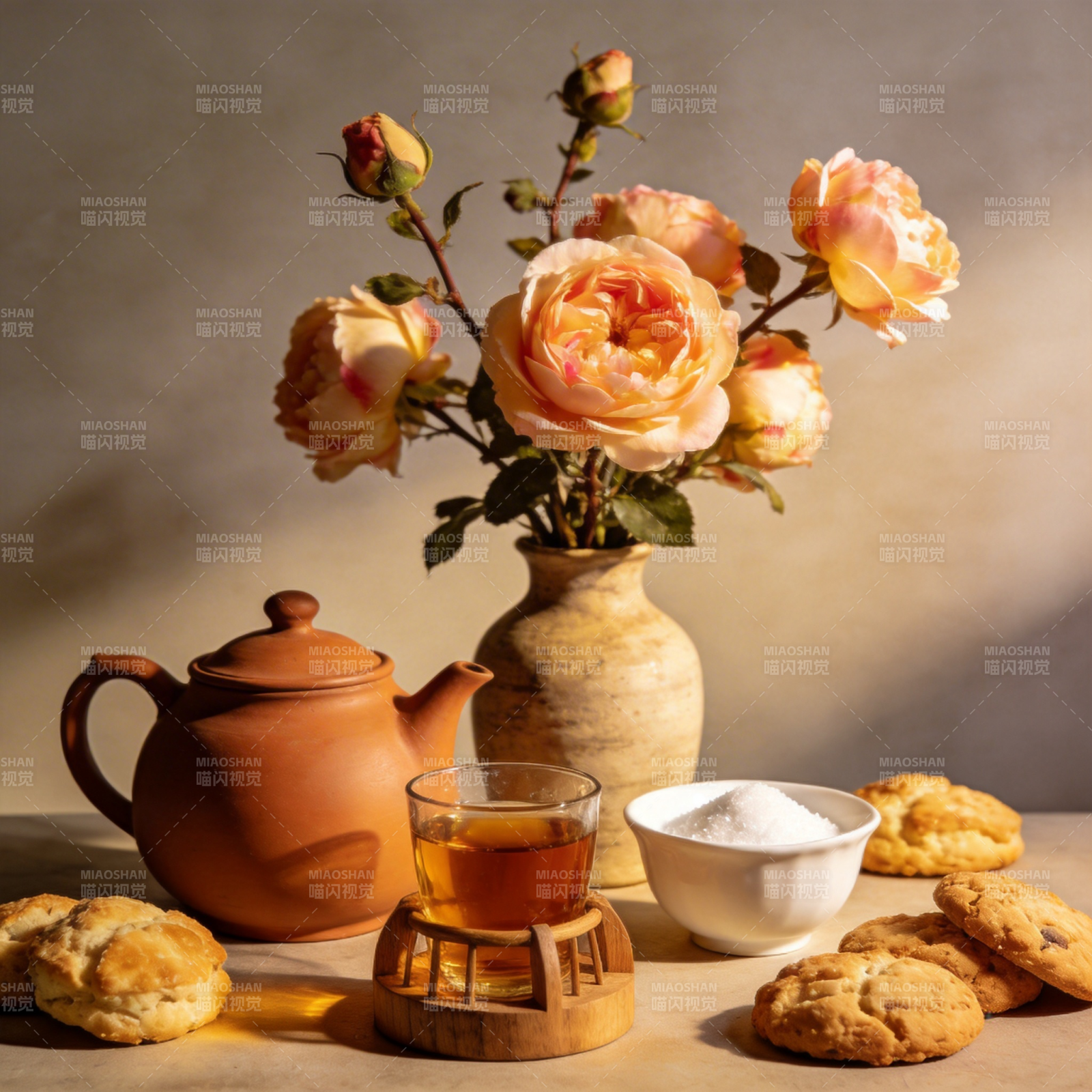 茶香花韵伴点心图片