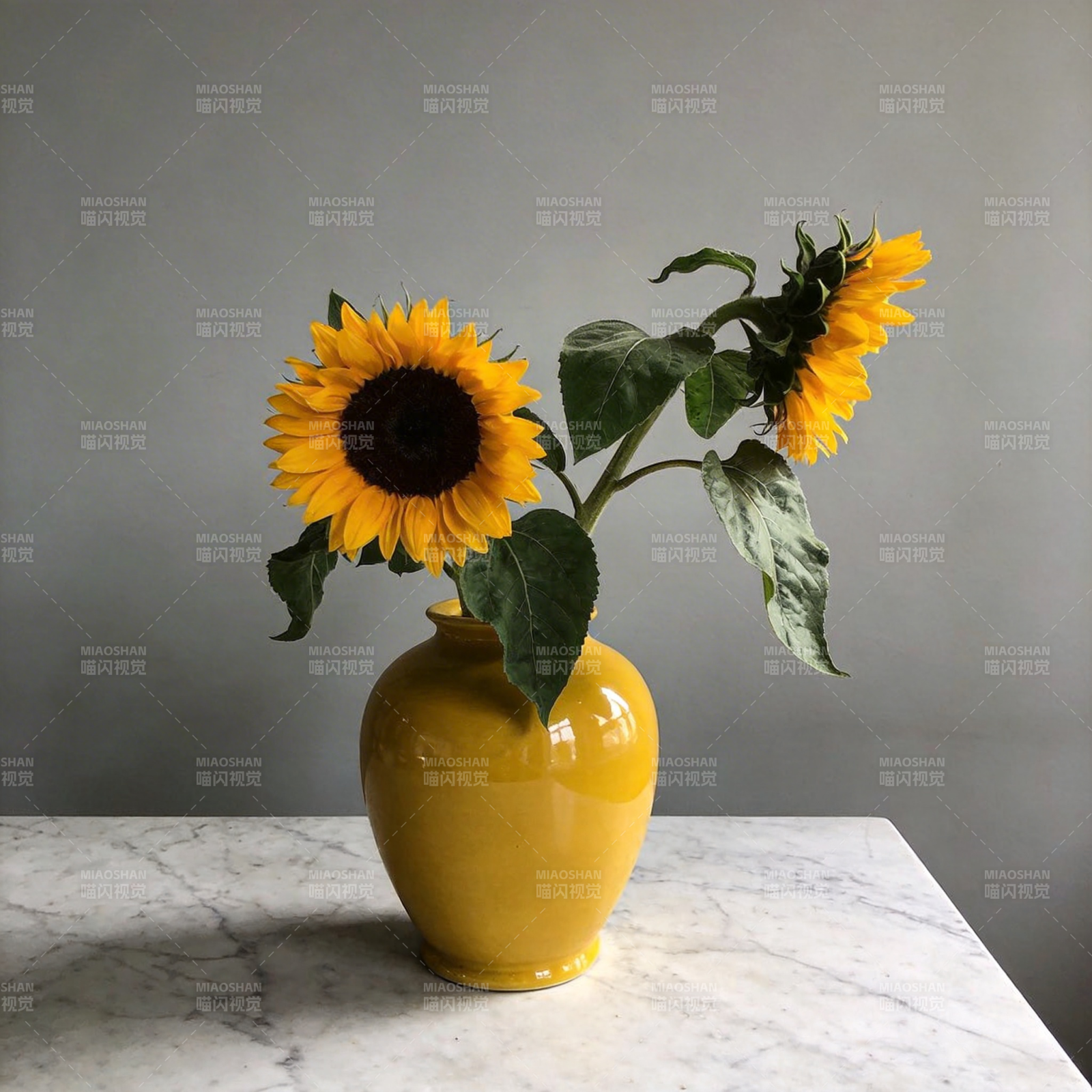 向日葵与黄瓶图片