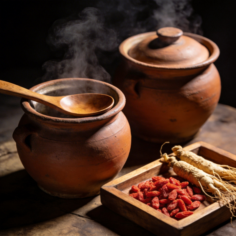 热汤与药材图片