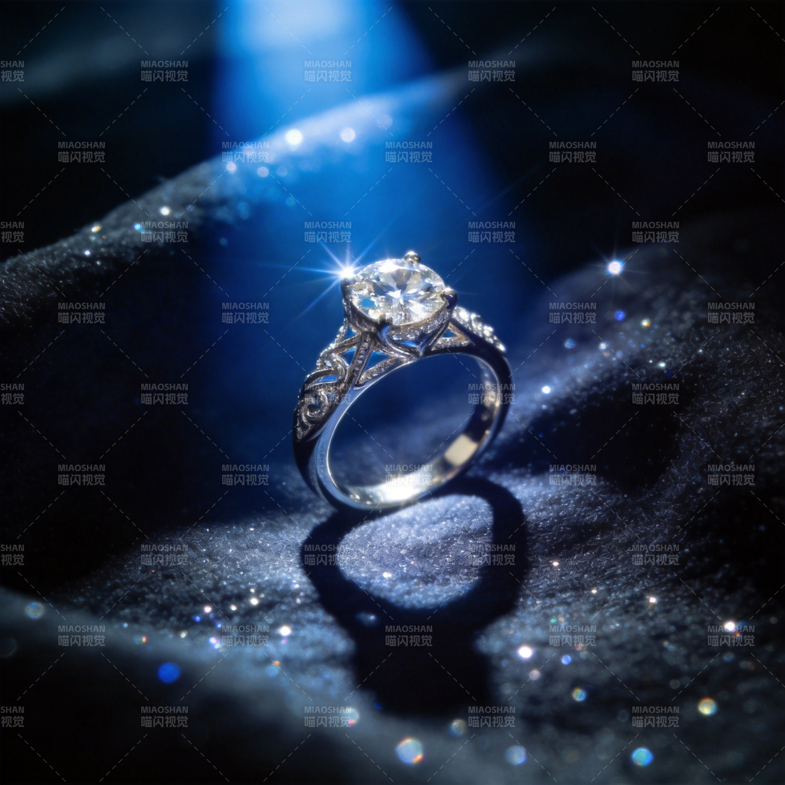 璀璨钻戒 光影交织图片