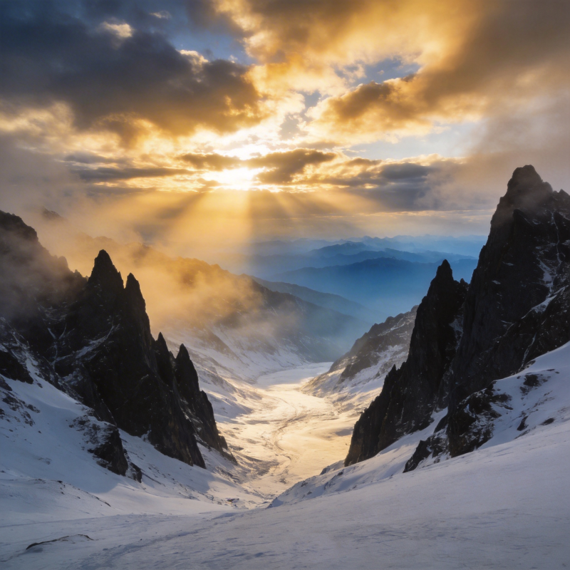 雪山日出壮丽景象图片