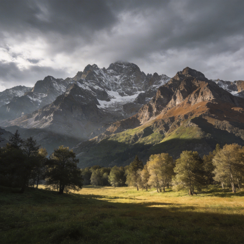 雪山草甸晨光图片