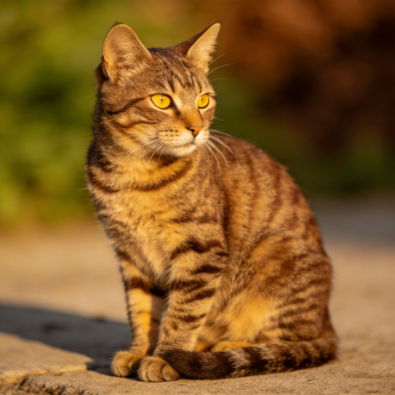 虎斑猫凝视远方图片