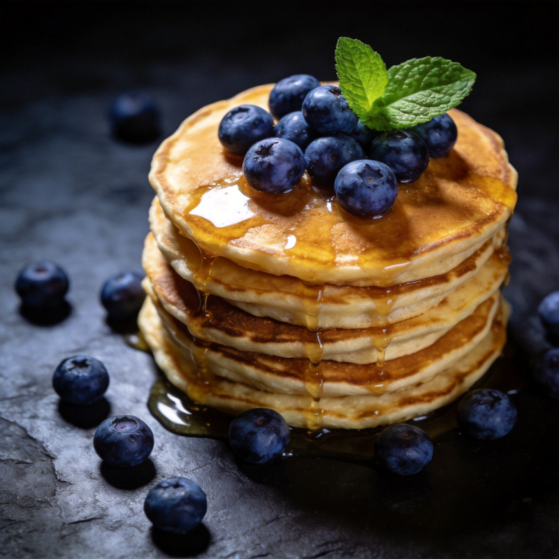 蓝莓煎饼配蜂蜜图片