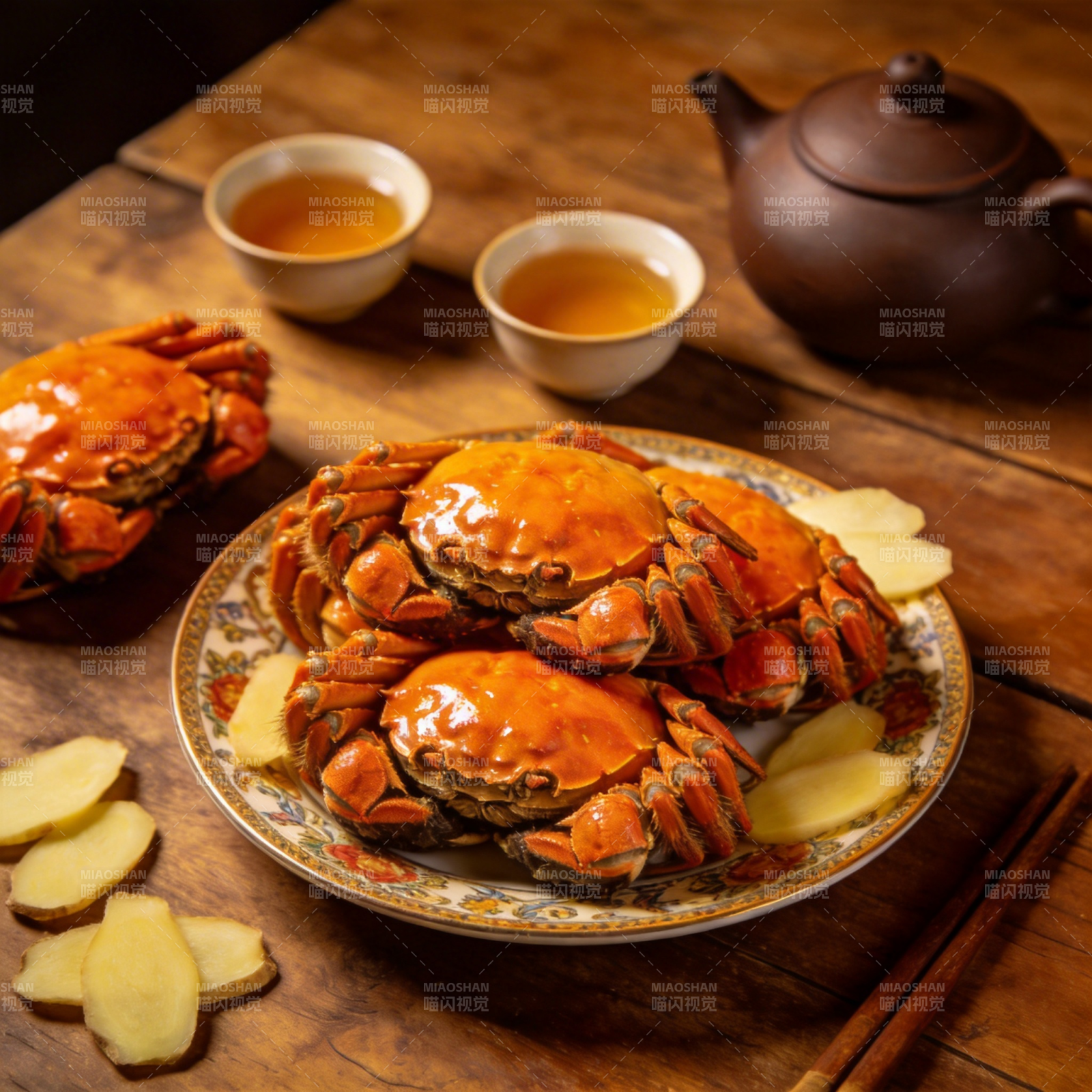 大闸蟹配茶宴图片