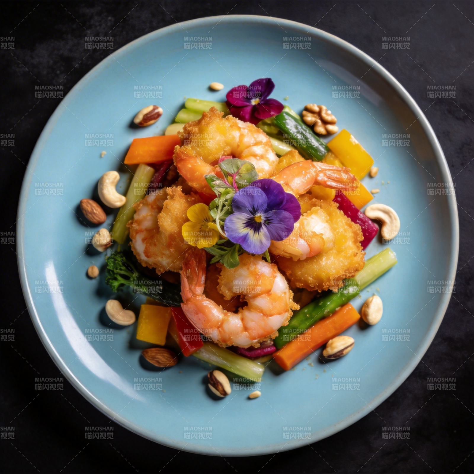 鲜虾蔬果拼盘图片