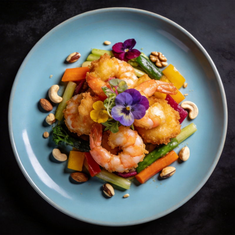 鲜虾蔬果拼盘图片