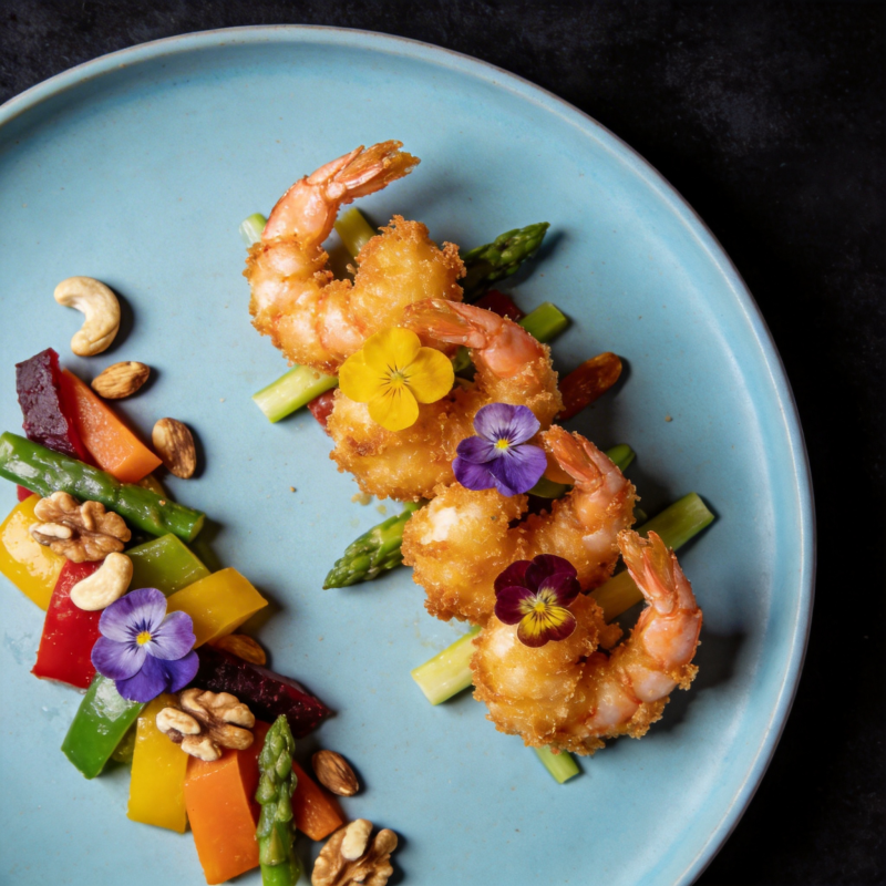 虾仁彩蔬拼盘图片