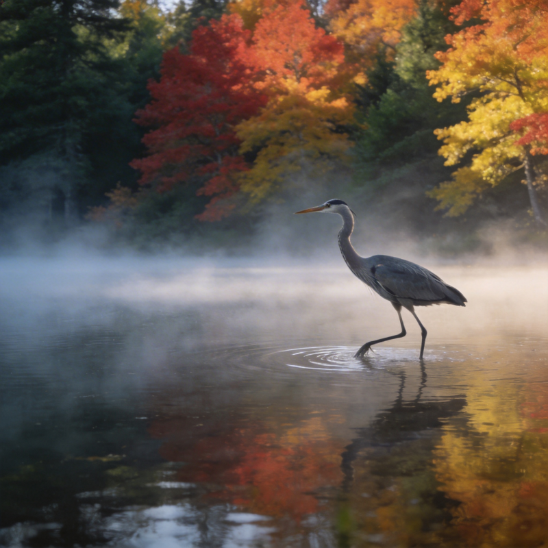 秋雾鹤影图片