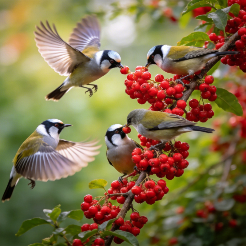 鸟啄红果枝头忙图片