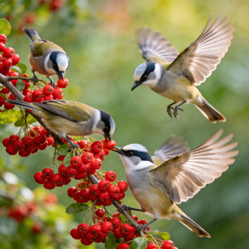 鸟啄红果枝头忙图片