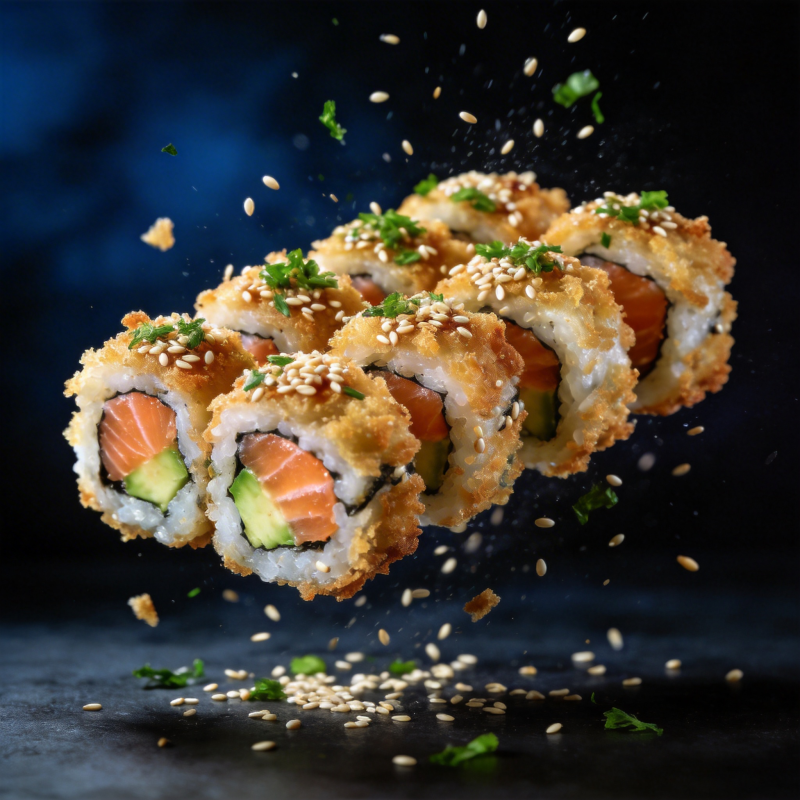 飞舞的寿司卷图片