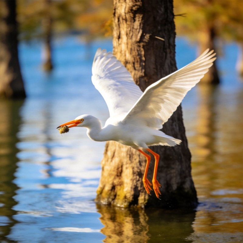 白鹭捕食瞬间图片