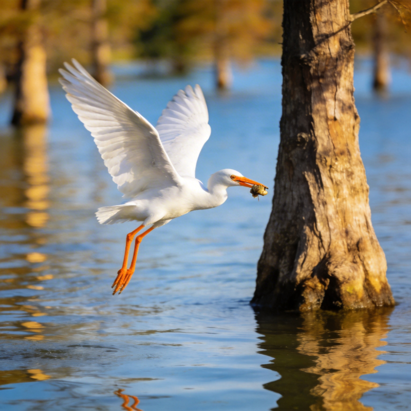 白鹭捕食瞬间图片