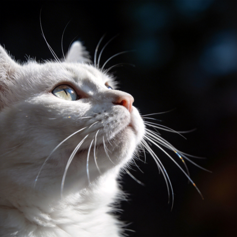 白猫仰望天空图片