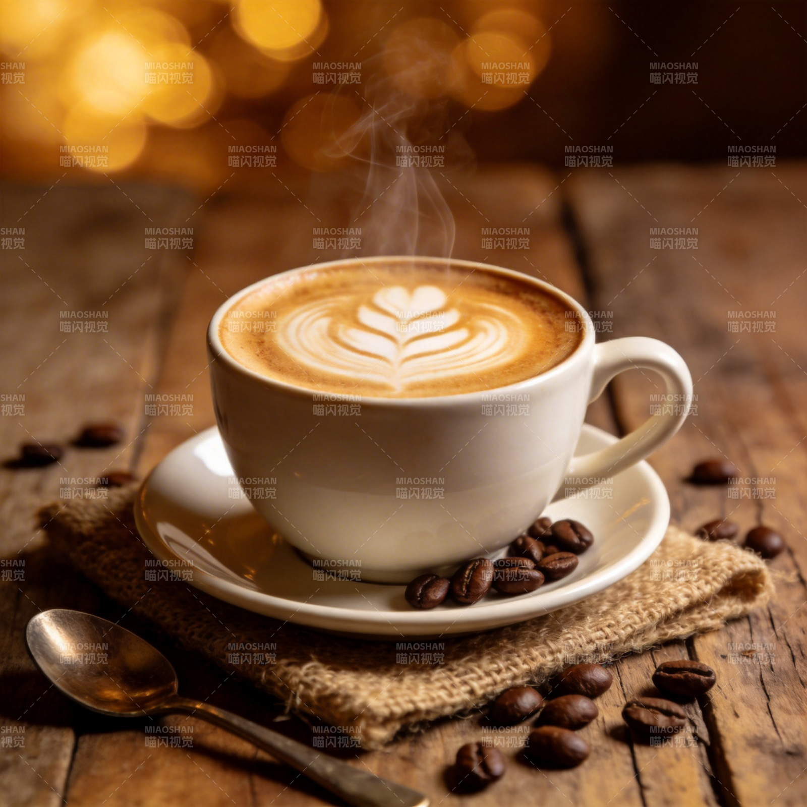 热咖啡拉花艺术图片