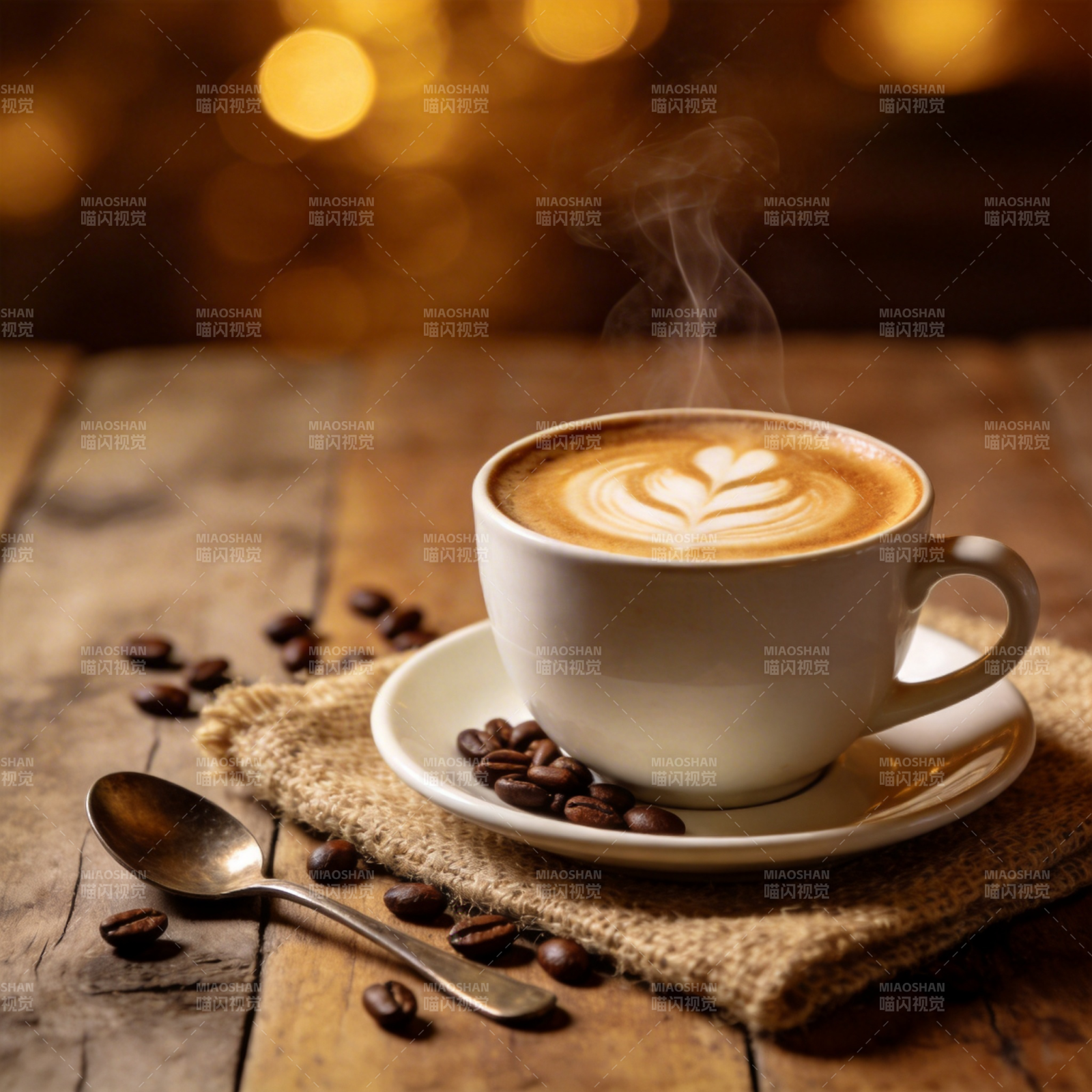 热咖啡拉花艺术图片