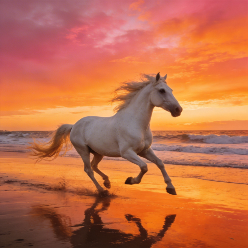 骏马奔腾夕阳下图片