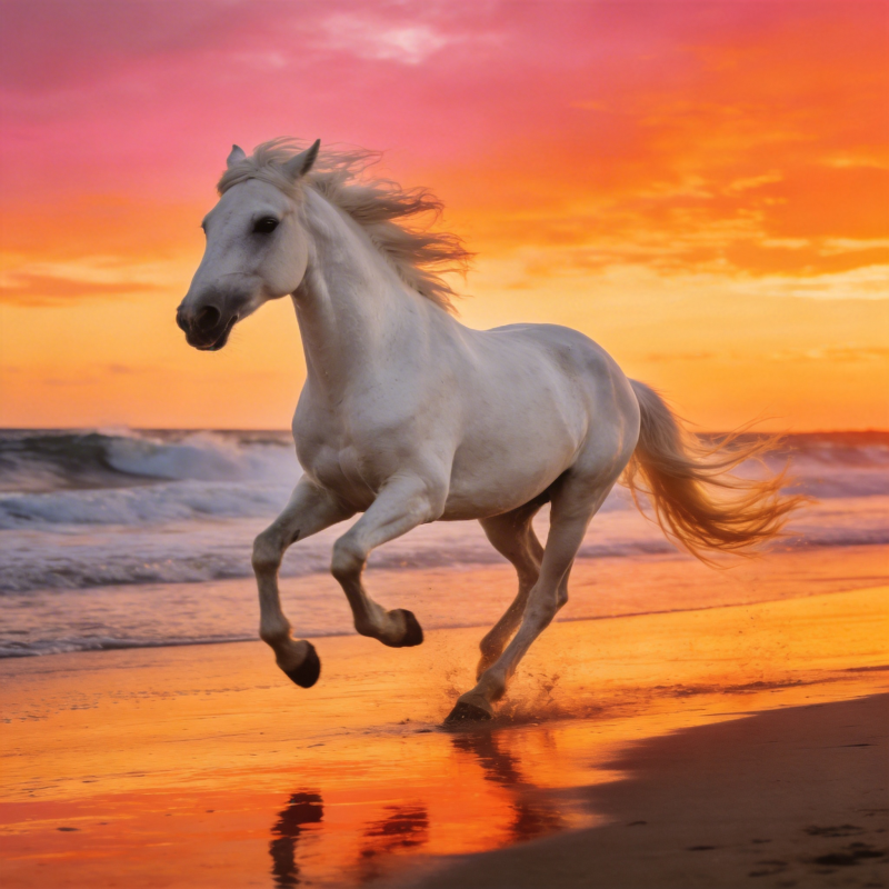 骏马奔腾夕阳下图片