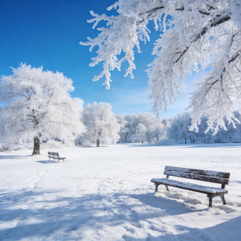 雪景公园静谧冬日图片