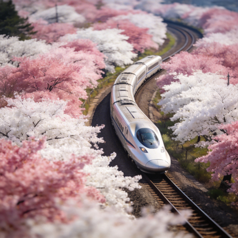 樱花列车春日行图片