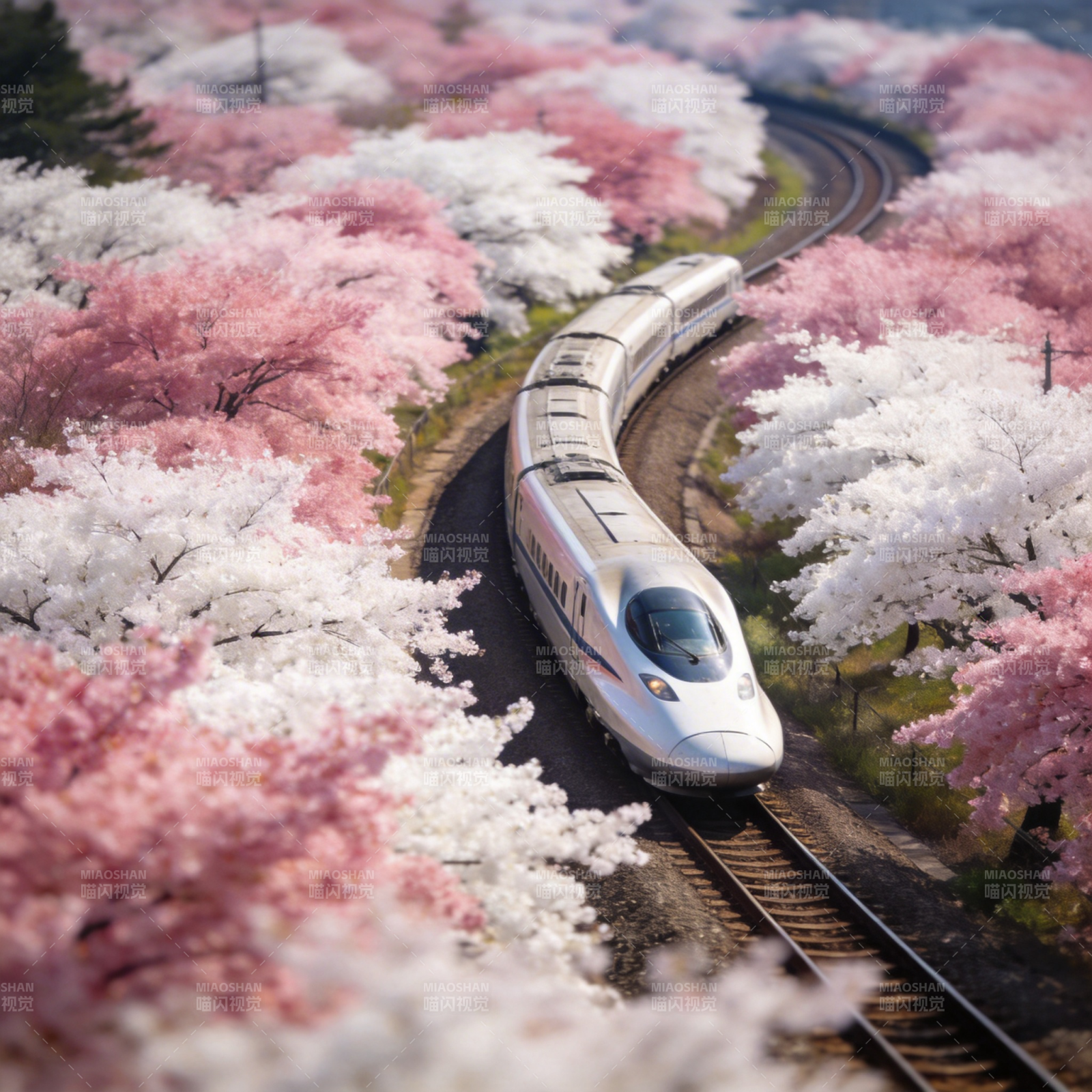 樱花列车春日行图片