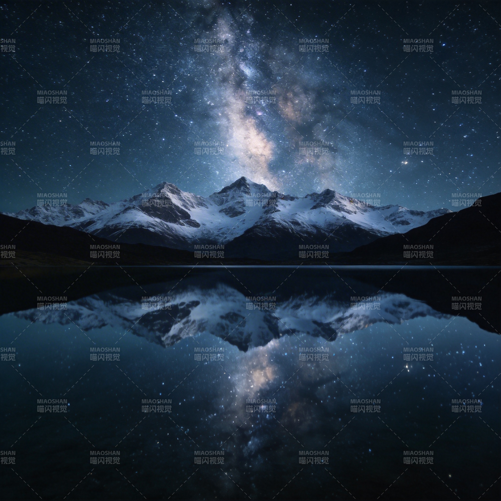 星河映雪山图片