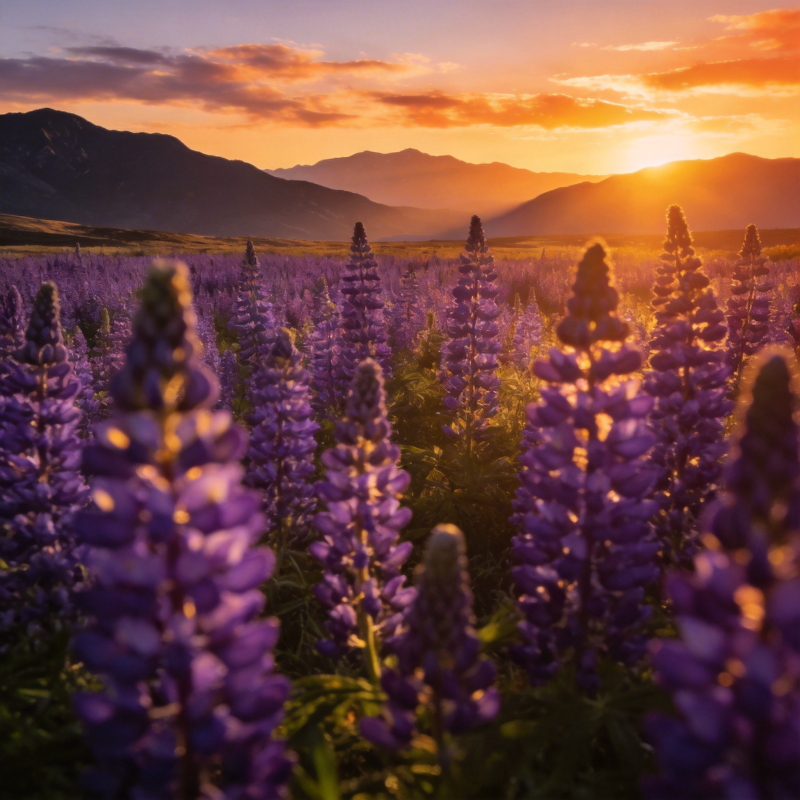 紫花映夕阳图片