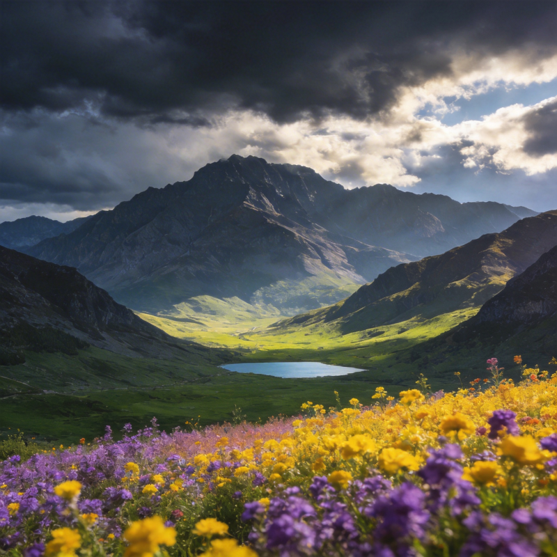 山湖花海 云影苍茫图片