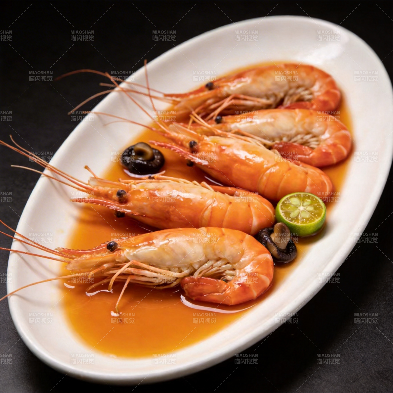 鲜虾配酱汁图片