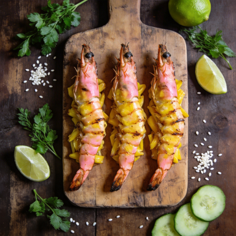 烤虾配芒果沙拉图片