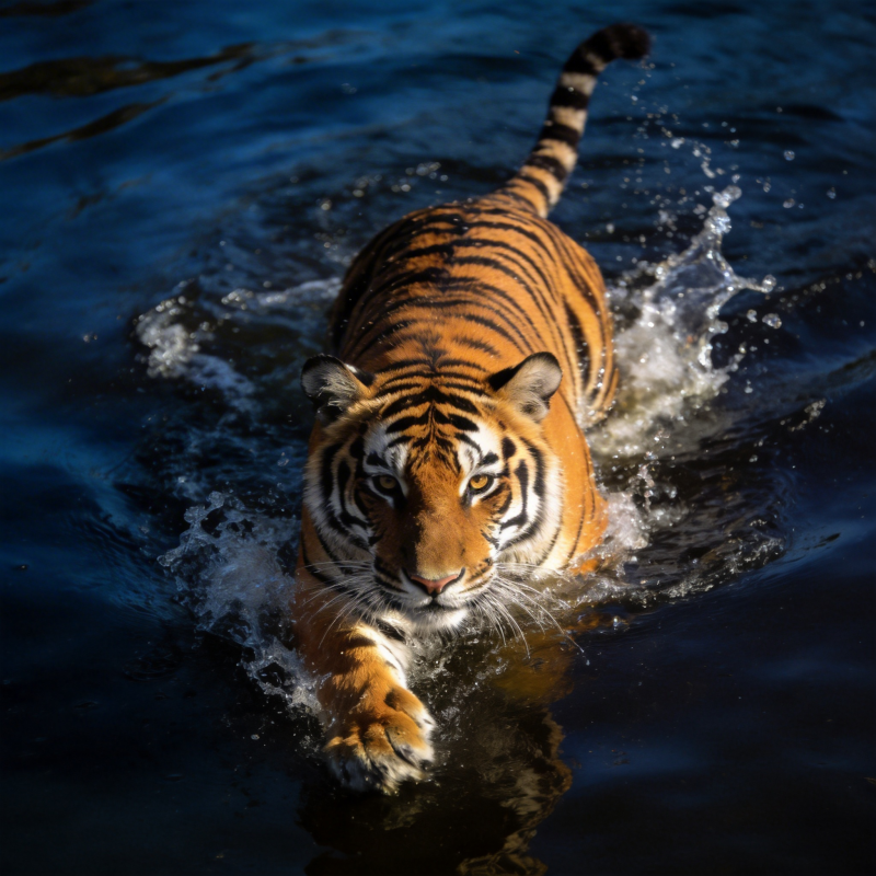 猛虎涉水前行图片