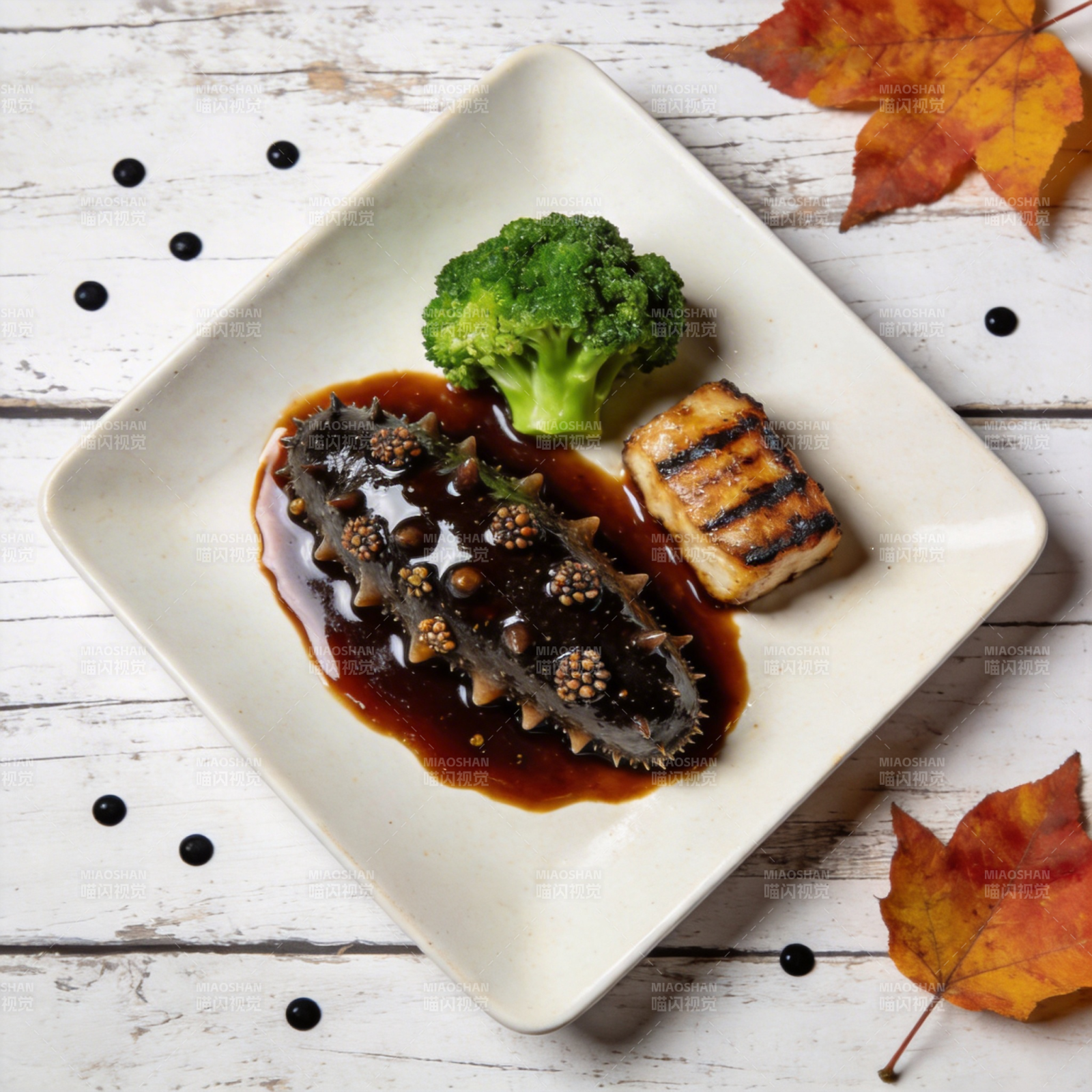 海参配西兰花图片