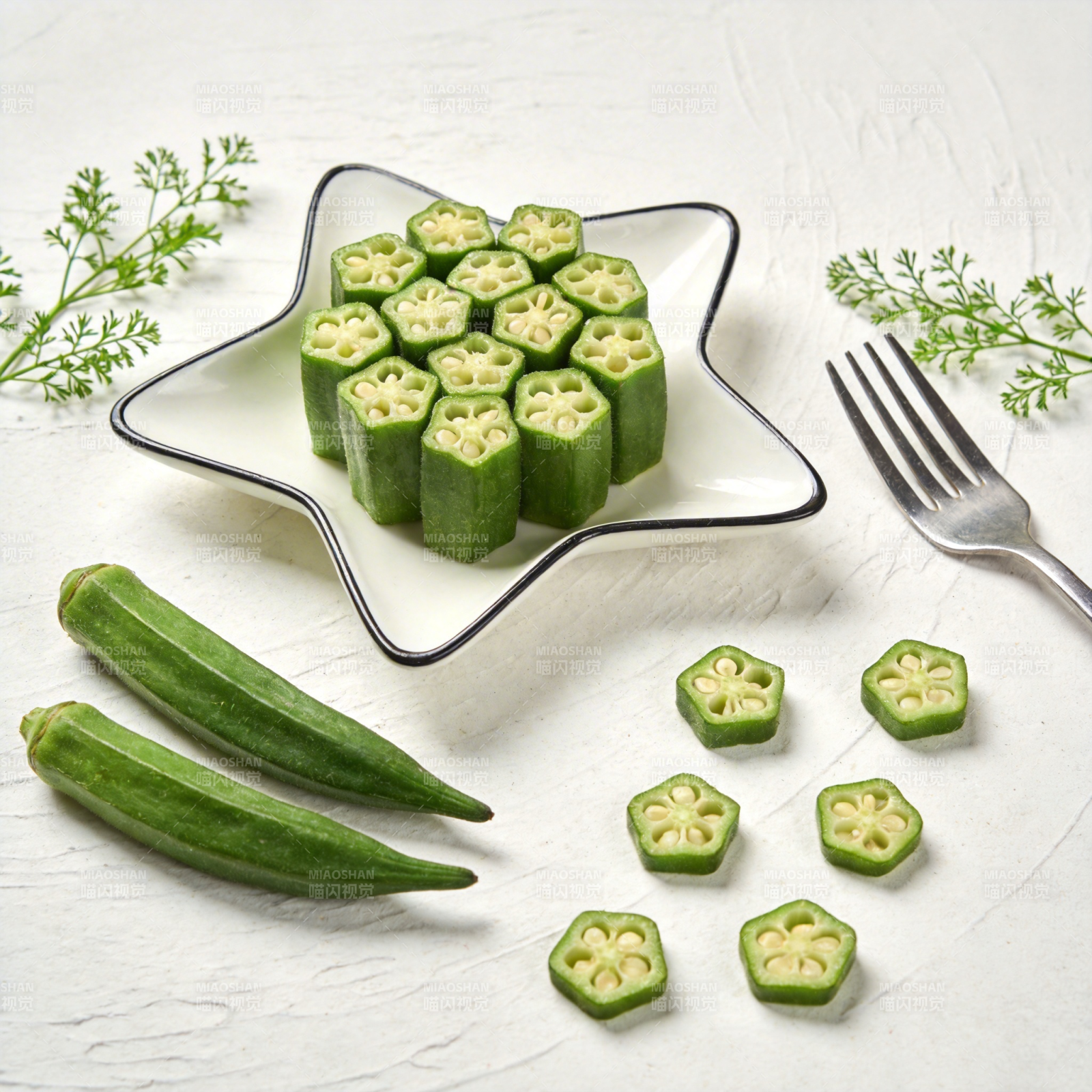 秋葵切片摆盘图片