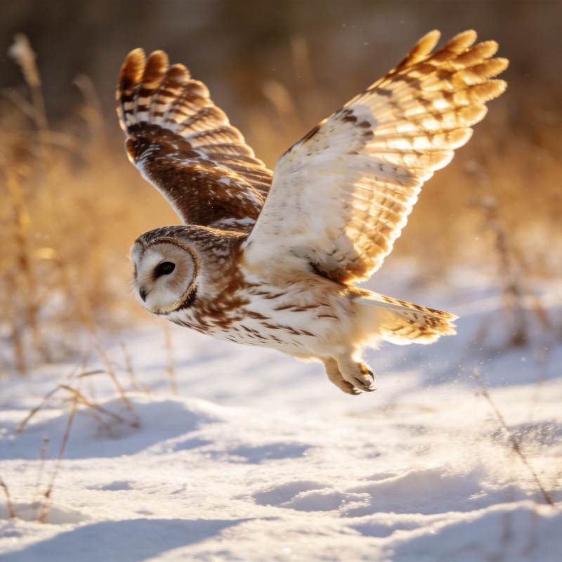 雪地翱翔的猫头鹰图片