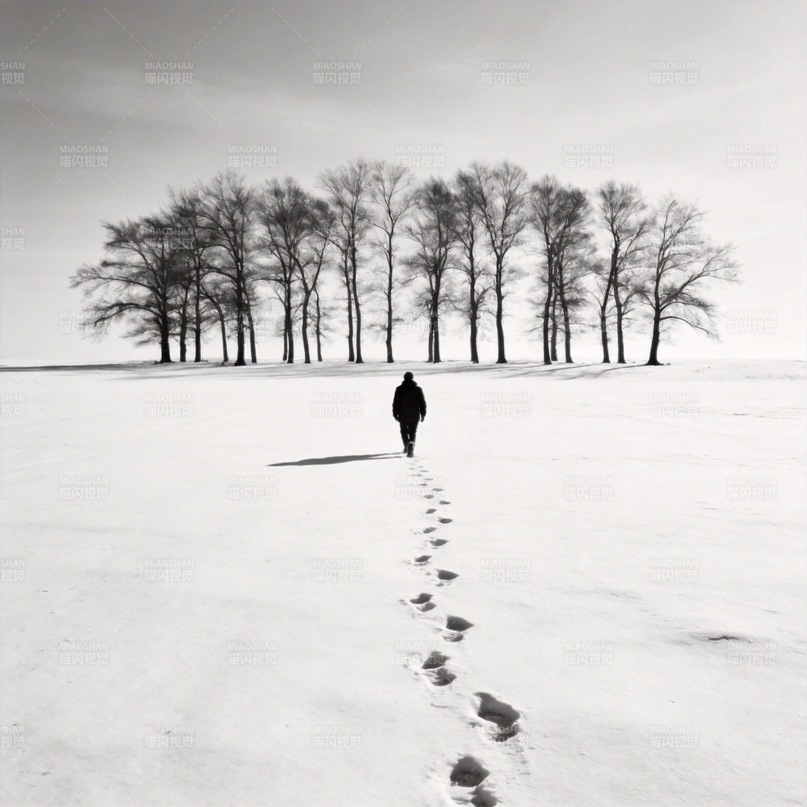 雪原行迹图片