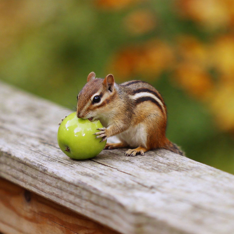 松鼠啃苹果图片