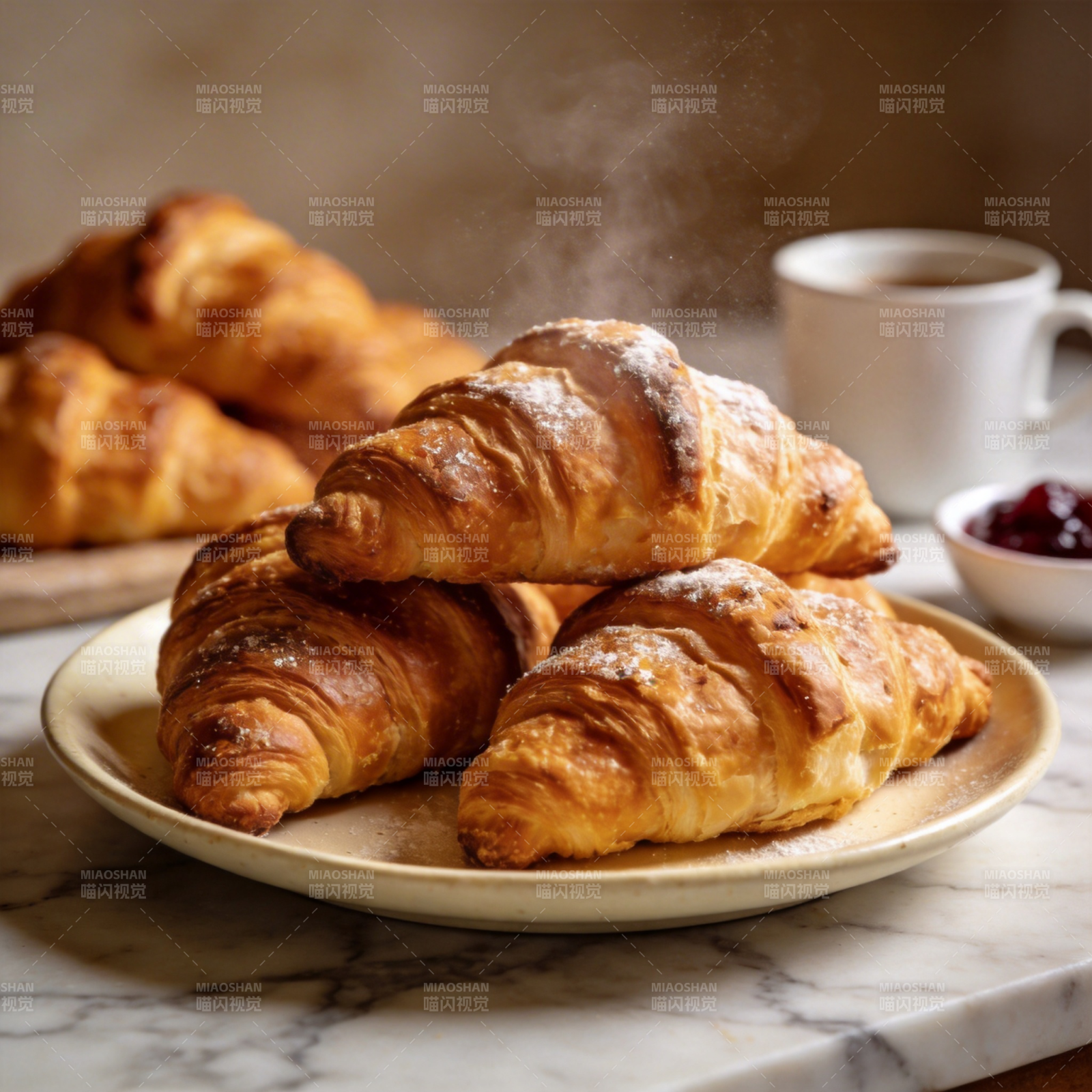 金黄酥脆的羊角面包图片