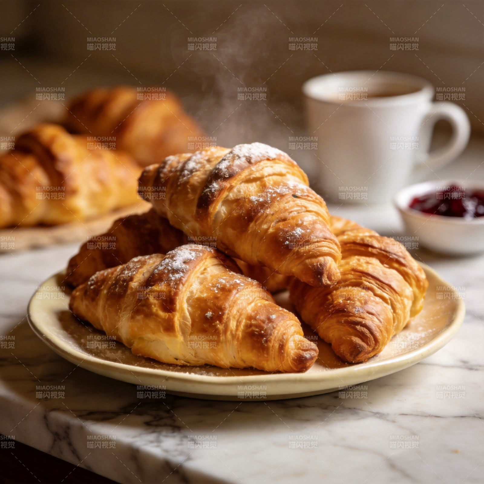 金黄酥脆牛角包图片