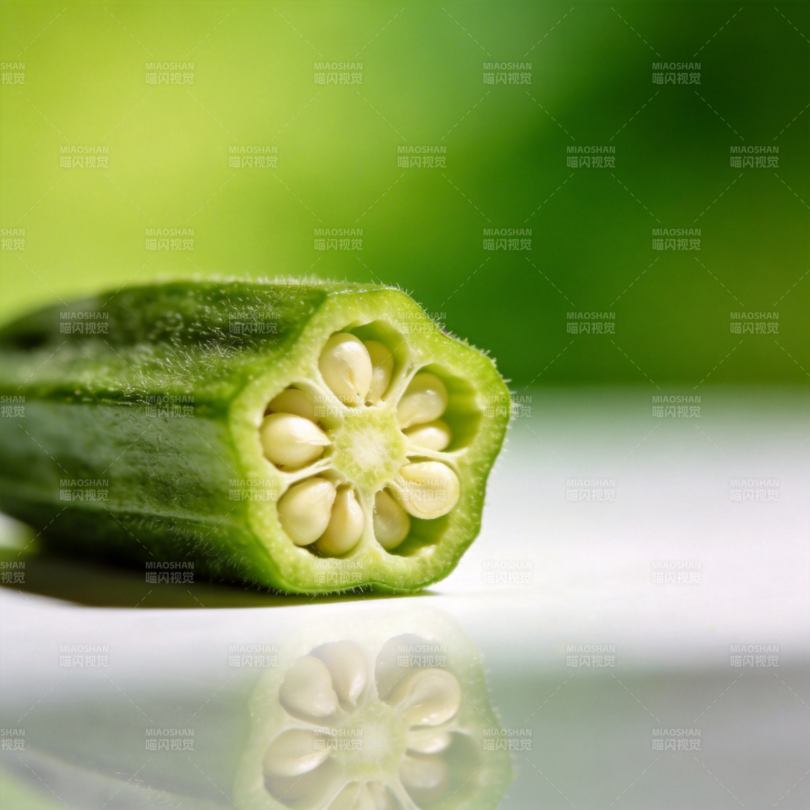 秋葵切面特写图片