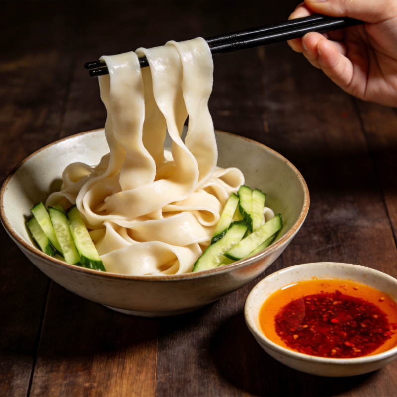 面条配黄瓜辣椒油图片