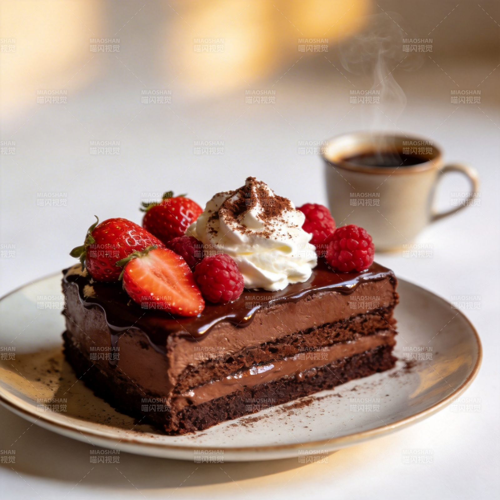 巧克力蛋糕配咖啡图片