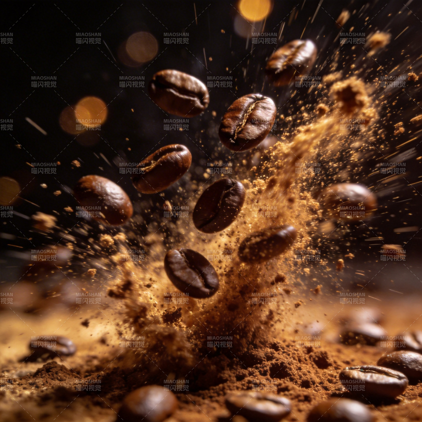 咖啡豆飞溅瞬间图片