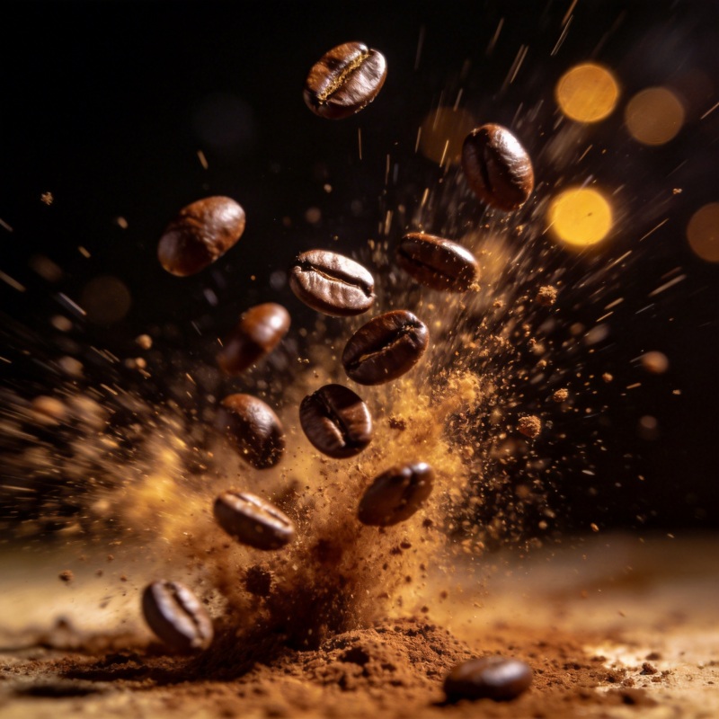 咖啡豆飞溅瞬间图片